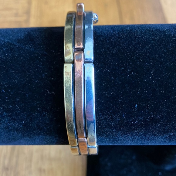 Gorgeous Vintage Tri Mixed Metales Taxco Bar Panel Link Bracelet - Picture 11 of 16